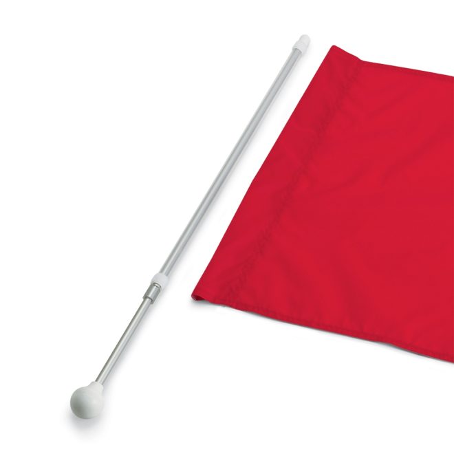 red star line lame twirl flag with pageantry flag shaft