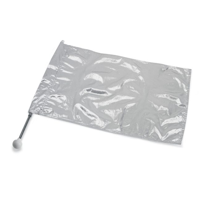 star line lame twirl flag silver with pageantry flag shaft
