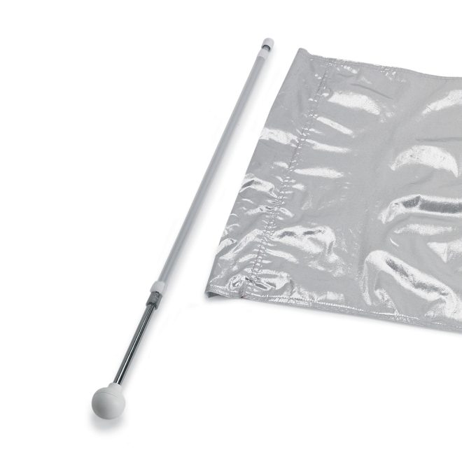 star line lame twirl flag silver with pageantry flag shaft