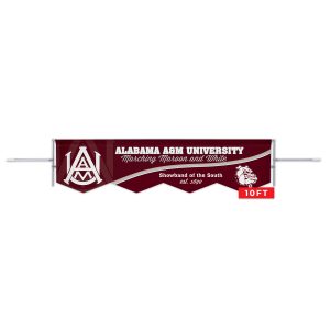 deluxe 10ft banner marching frame 26in uprights with maroon and white banner
