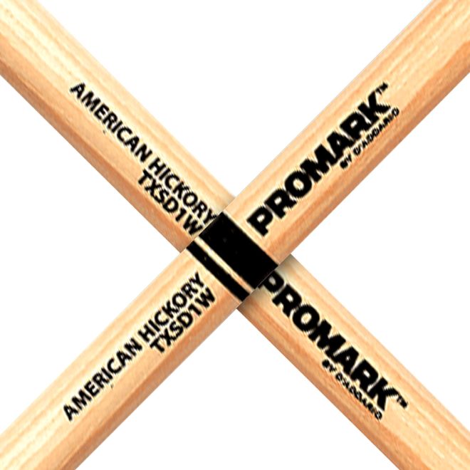 promark american hickory sd1 drumsticks crossed