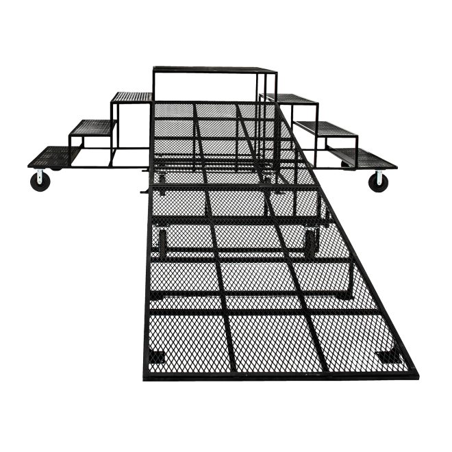 corps design stage box steps 3 steps on each side up to platform with ramp coming off front