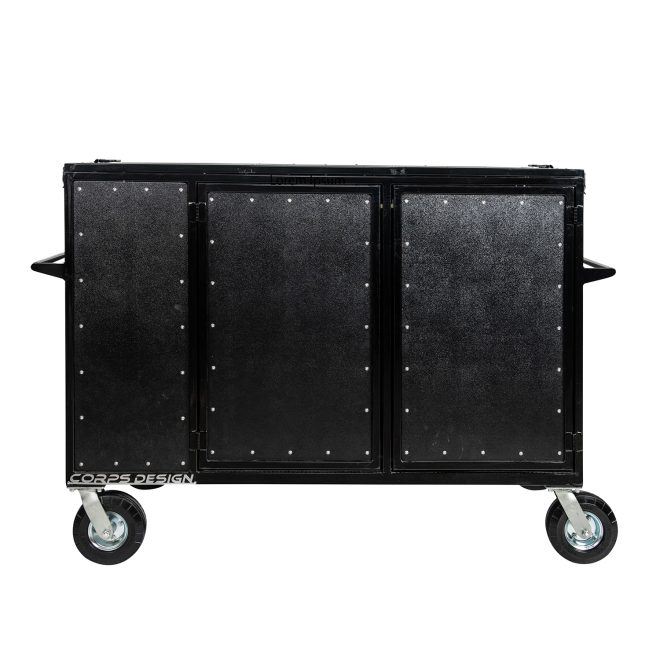 corps design double mixer cart front view