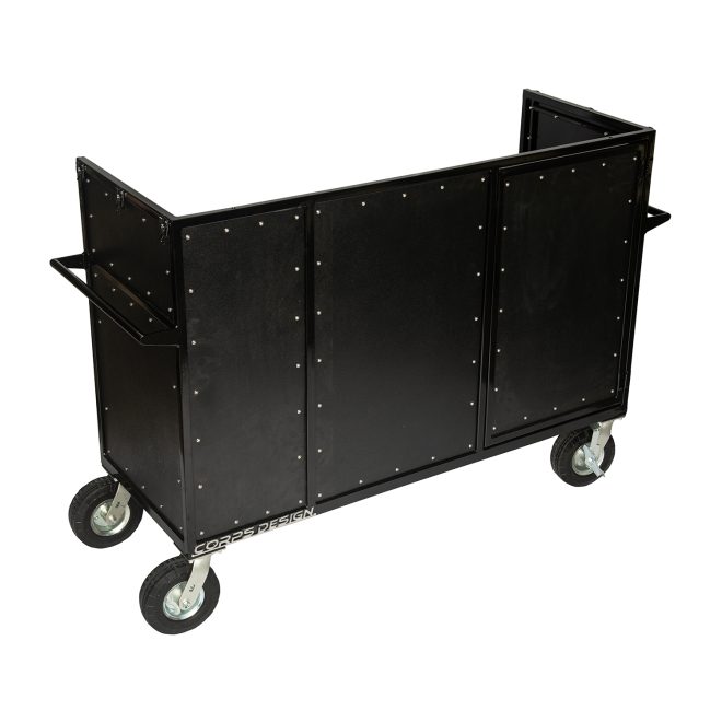 corps design enclosed synth cart with shock mount front view