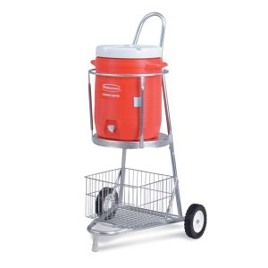 water cooler carrier cart holding orange water cooler