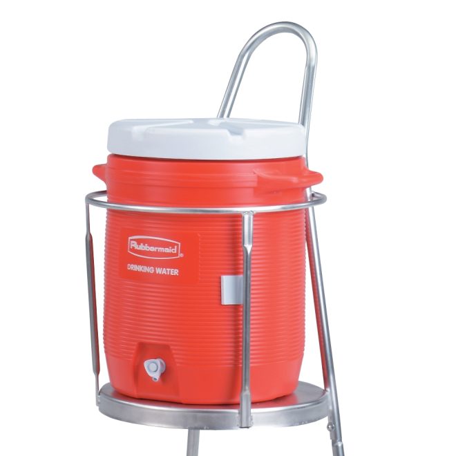 water cooler carrier cart holding orange water cooler