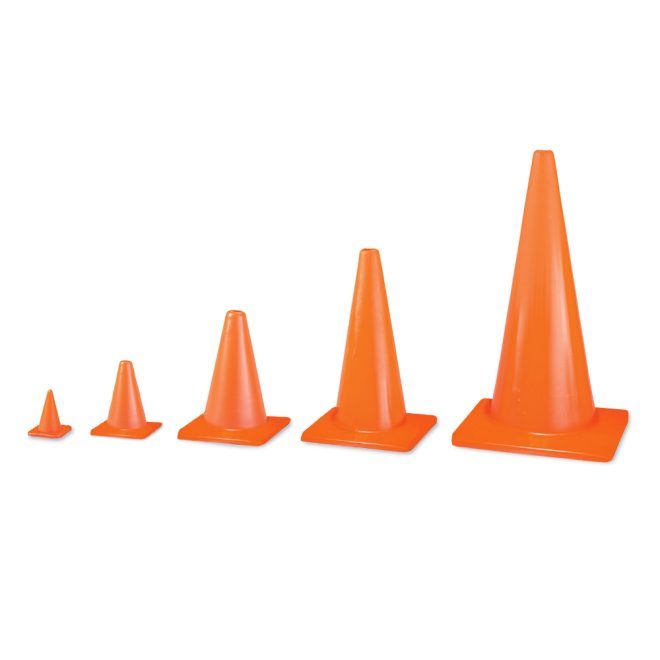 orange pylon field cones in various sizes