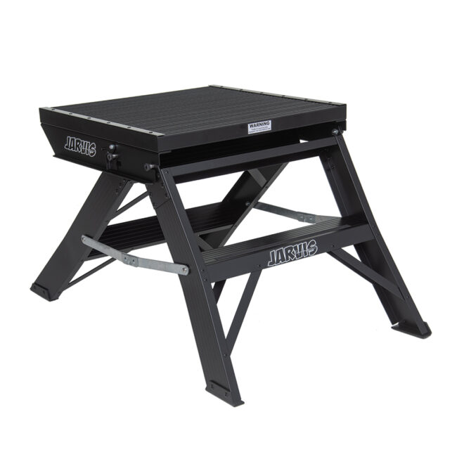 black jarvis 24 inch marching band podium, left three-quarters view