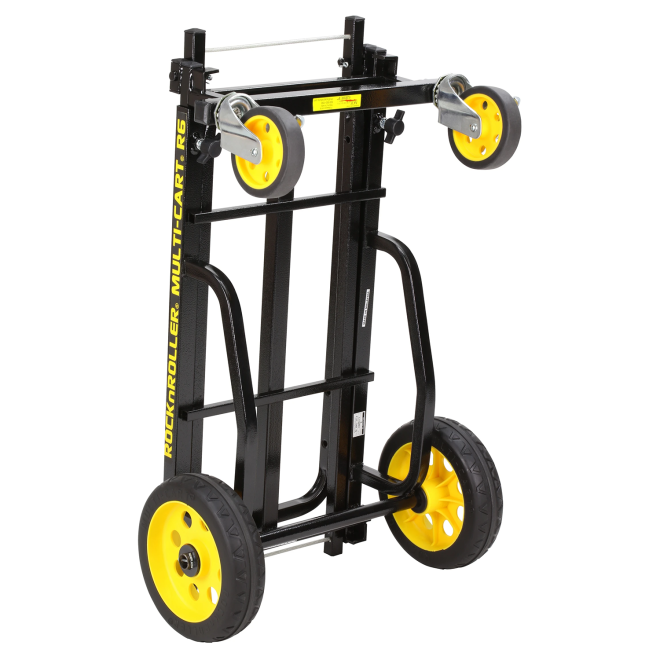 rock n roller r6 mini multi cart standing on 2 wheels sides folded