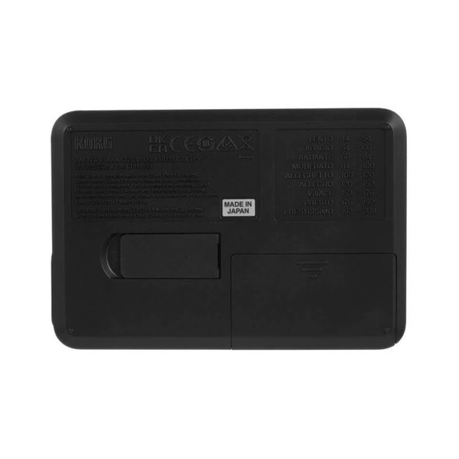 black korg tm70 music tuner metronome, back view