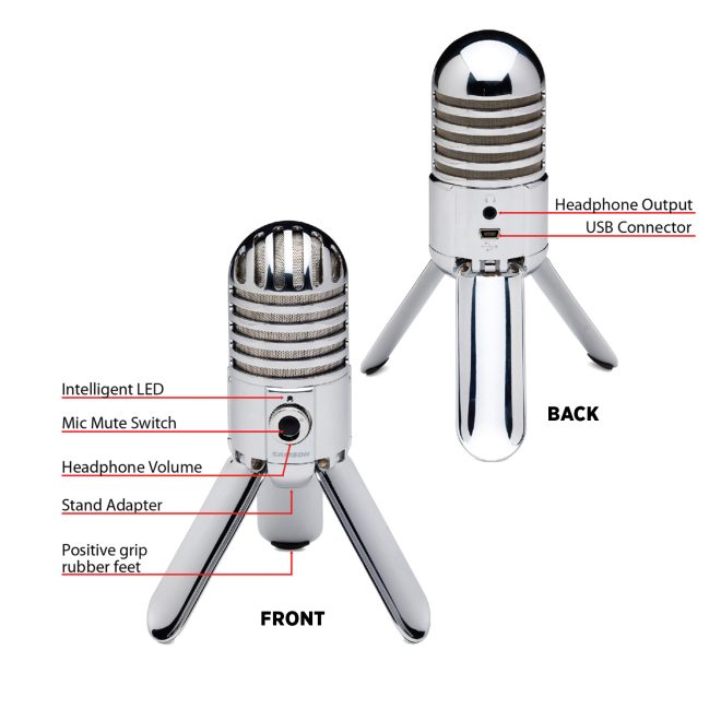 samson meteor usb condensor microphone front and back view