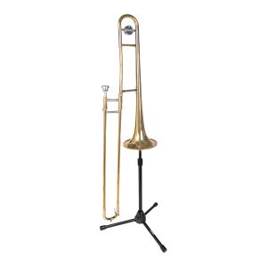 black gator tripod stand for trombone with gold trombone