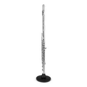 black gator weighted round base stand for clarinet flute put together holding silver instrument