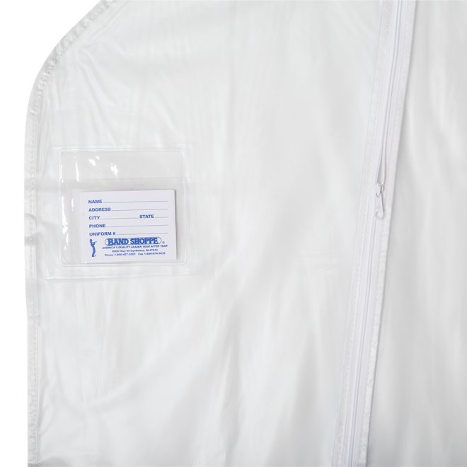 close up clear vinyl garment bag