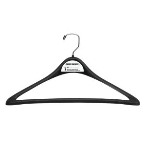 black plastic uniform hanger