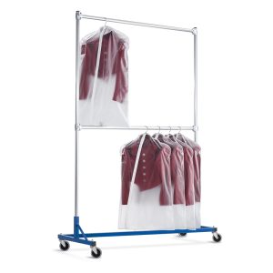 royal double tier z rack with uniforms hanging above and below