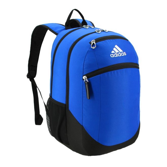 bold blue adidas striker 2 team backpack front view