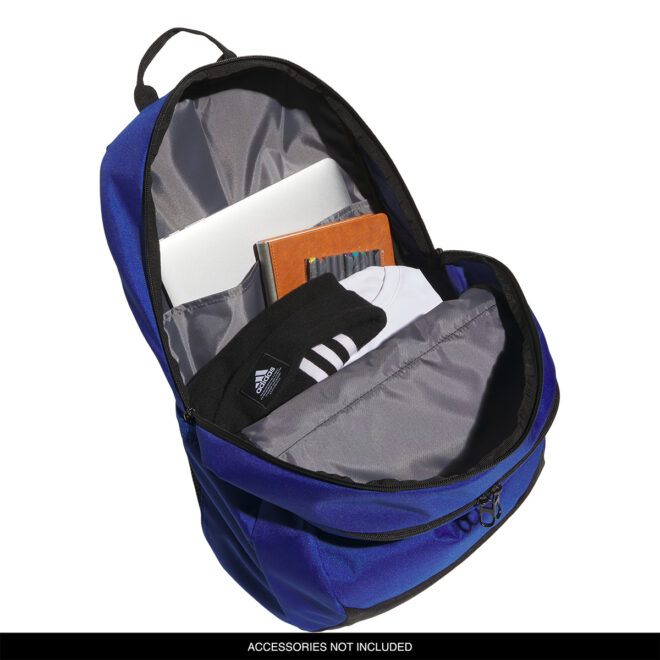 royal adidas striker 3 backpack, open top view