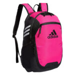 shock pink adidas stadium 3 backpack front view