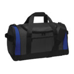 dark grey and twilight blue voyager sport duffel front view