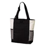 black and stone panel tote bag front view