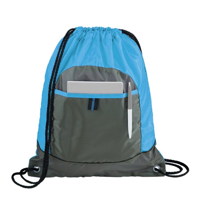 brilliant blue and deep smoke pocket cinch sack