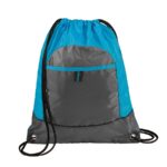 brilliant blue and deep smoke pocket cinch sack front view
