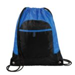 hyper blue and black pocket cinch sack front view