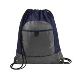 true navy and deep smoke pocket cinch sack front view