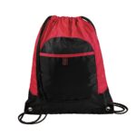 true red and black pocket cinch sack front view
