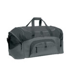 black and dark charcoal colorblock sport duffel front view