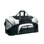 black and grey colorblock sport duffel front view