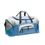 carolina blue and grey colorblock sport duffel front view
