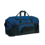 royal and black colorblock sport duffel front view
