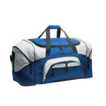 royal and grey colorblock sport duffel front view