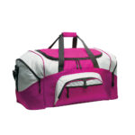 tropical pink and grey colorblock sport duffel front view