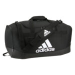 black and white adidas small defender iv duffel front view