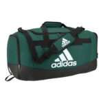 dark green adidas small defender iv duffel front view