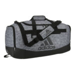 onix jersey and black adidas small defender iv duffel front view