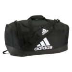 black and white adidas large defender iv duffel front view