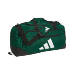 Team Dark Green adidas Medium Defender 5 Duffel bag, front three-quarters view