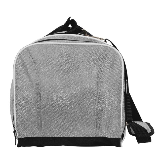 silver glitter champion all around glitter duffle bag side view