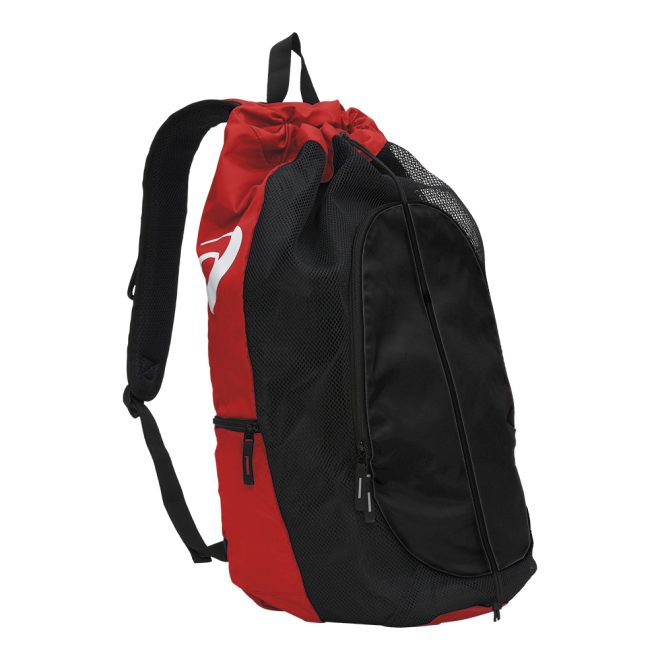red and black asics gear bag 2.0 side view