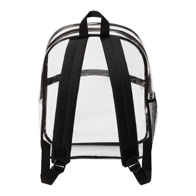 back view of empty port authority clear backpack