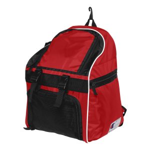 red, black and white champion all sport backpack front view