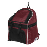 maroon, black and white champion all sport backpack front view