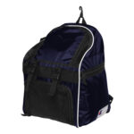navy, black and white champion all sport backpack front view