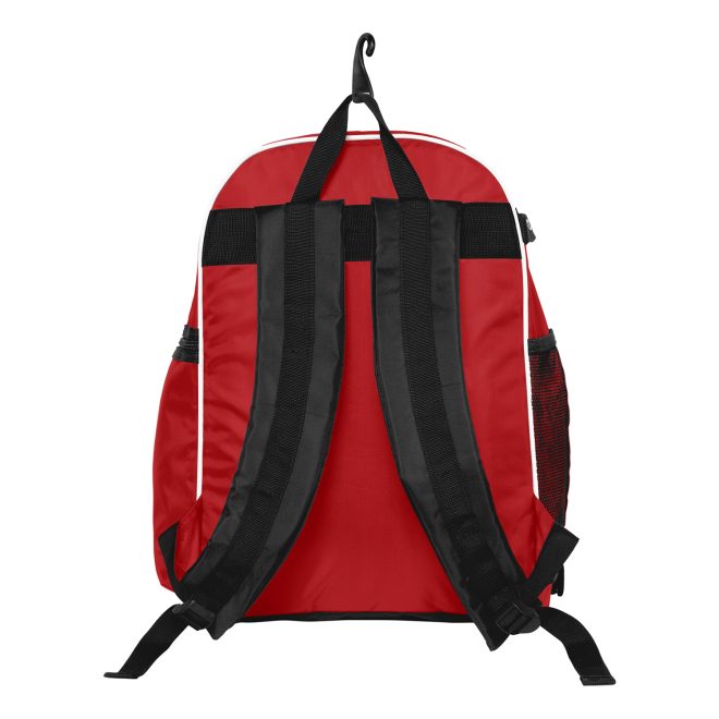 red, black and white champion all sport backpack back view