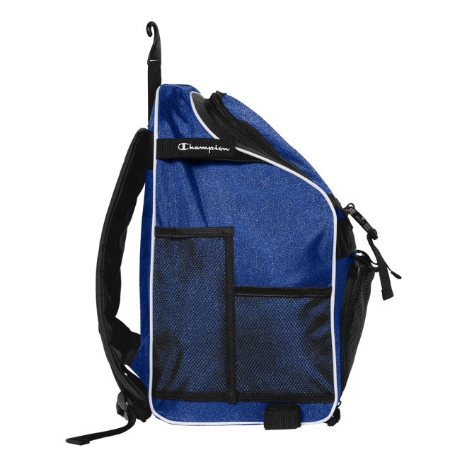 royal glitter champion all sport glitter backpack side view