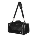 black and white champion all around duffle bag front view
